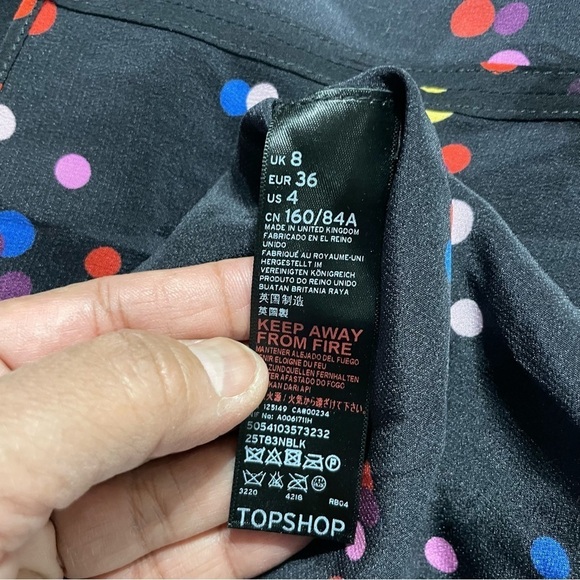 TopShop long sleeves polka dot blouse with tie in the back and on sleeves size 8 - Picture 10 of 11